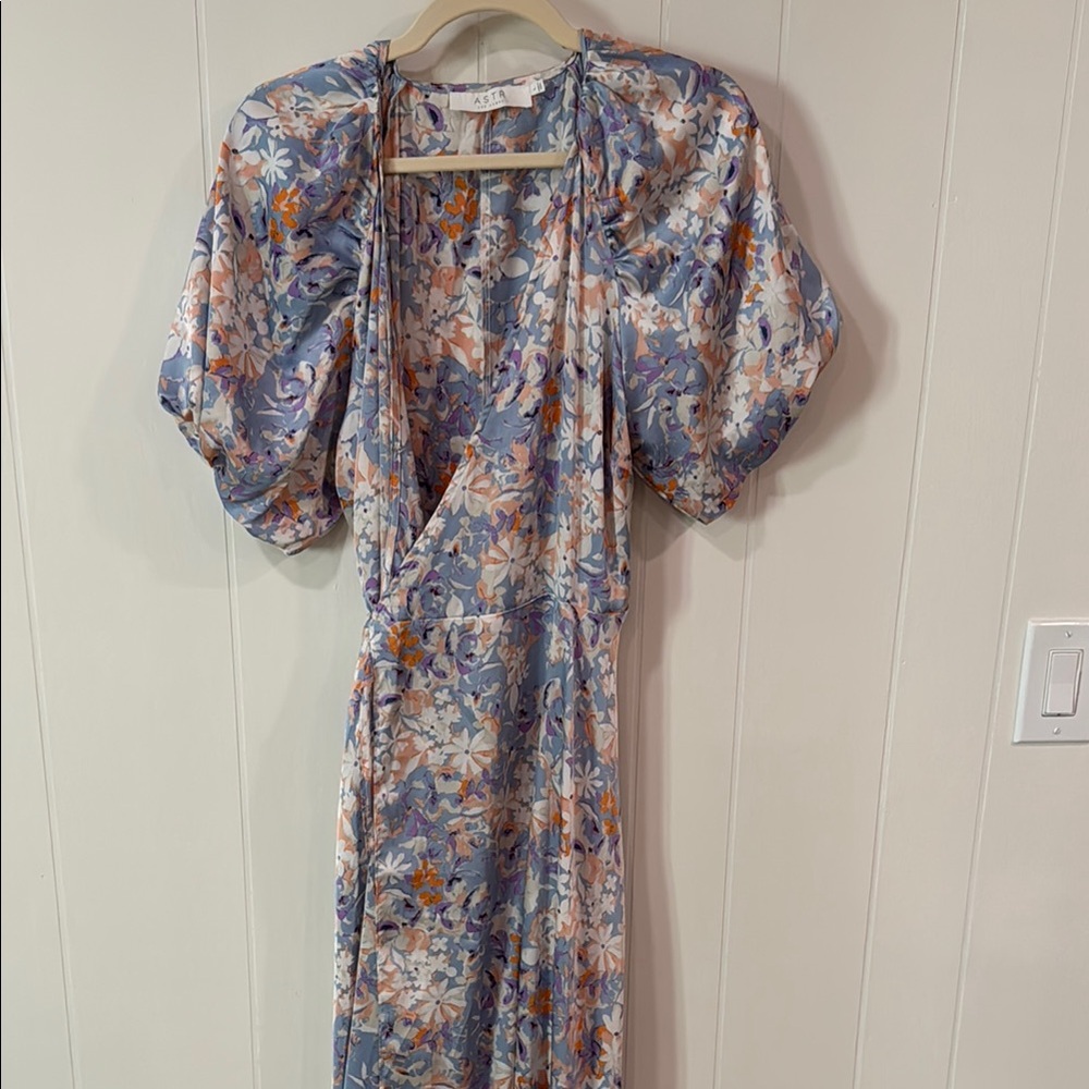 Astr Floral Maxi Dress in Lavender, White & Orange